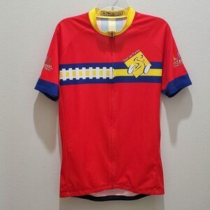 CYCLING JERSEY, MEN'S Sz XL, RED/YELLOW/BLUE, SHORT SLEEVE, ZIP UP